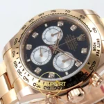 Rolex Daytona 40mm 126505 Black Silver Diamonds Rose Gold BTF Factory Eta Saat detay 5
