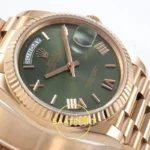 Rolex Day Date 128235 Yeşil Roma Rakamlı Kadran 36mm QF Eta Saat detay 6