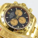 Rolex Daytona 40mm 126508 Black Yellow Gold Subdial BTF Factory Eta Saat detay 6