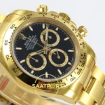 Rolex Daytona 40mm 126508 Black Yellow Gold QF Factory Eta Saat detay 6