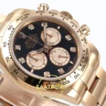 Rolex Daytona 40mm 126505 Black Rose Gold Diamonds Rose Gold QF Factory Eta Saat detay 6