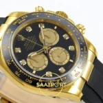 Rolex Daytona 40mm 126518 Black Yellow Gold Diamonds QF Factory Eta Saat detay 6