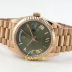 Rolex Day Date 128235 Yeşil Roma Rakamlı Kadran 36mm QF Eta Saat detay 8