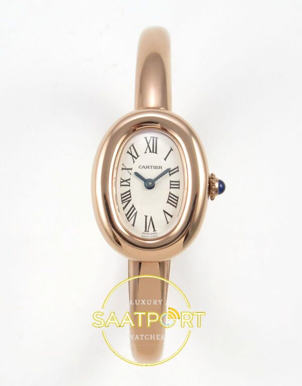 Cartier Baignoire 23mm Rose Gold Beyaz Kadran Bayan Super Clone ETA Görünüm 1