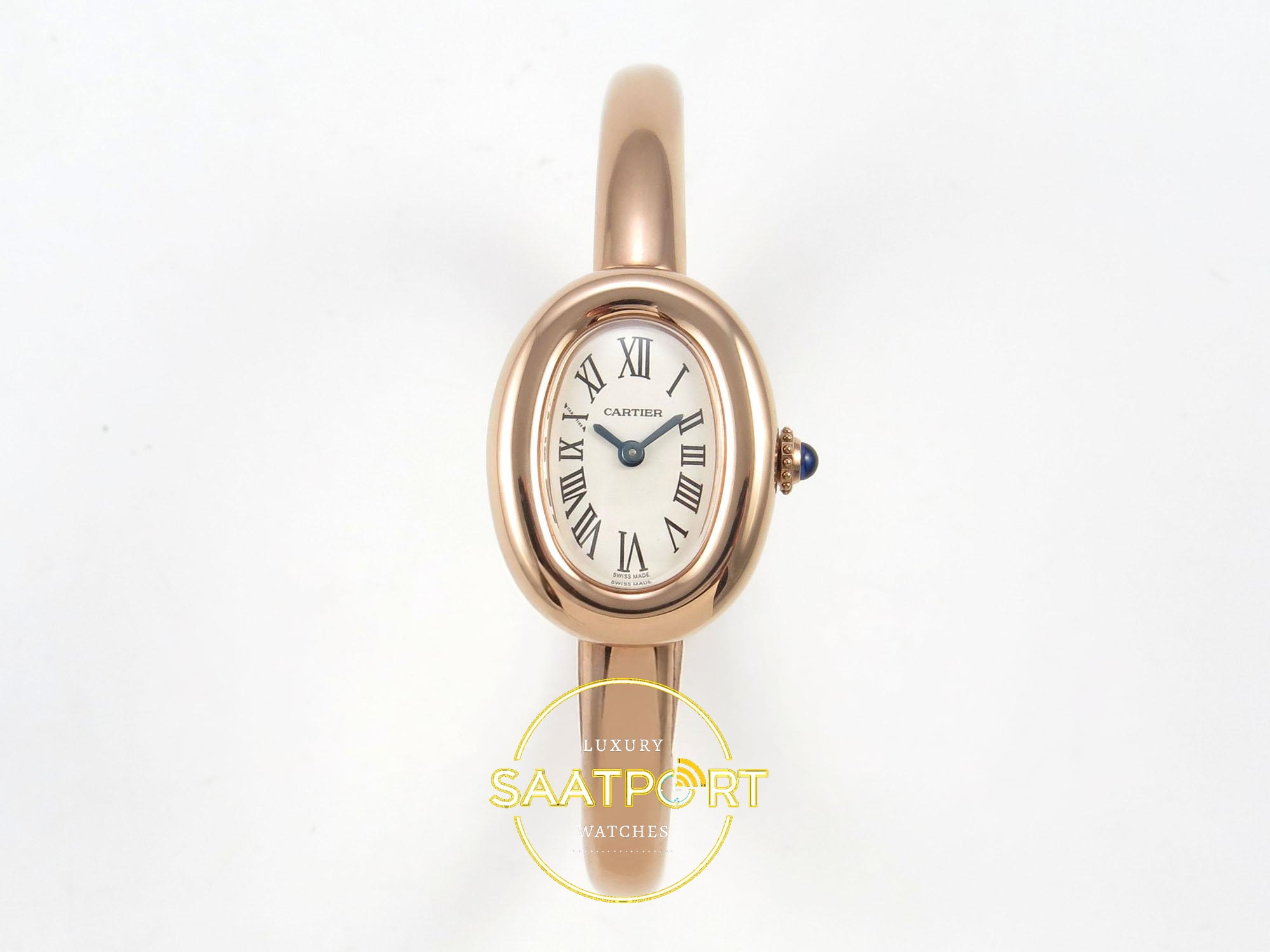 Cartier Baignoire 23mm Rose Gold Beyaz Kadran Bayan Super Clone ETA - Görünüm 1 Cartier Baignoire 23mm Rose Gold Beyaz Kadran Bayan Super Clone ETA Görünüm 1