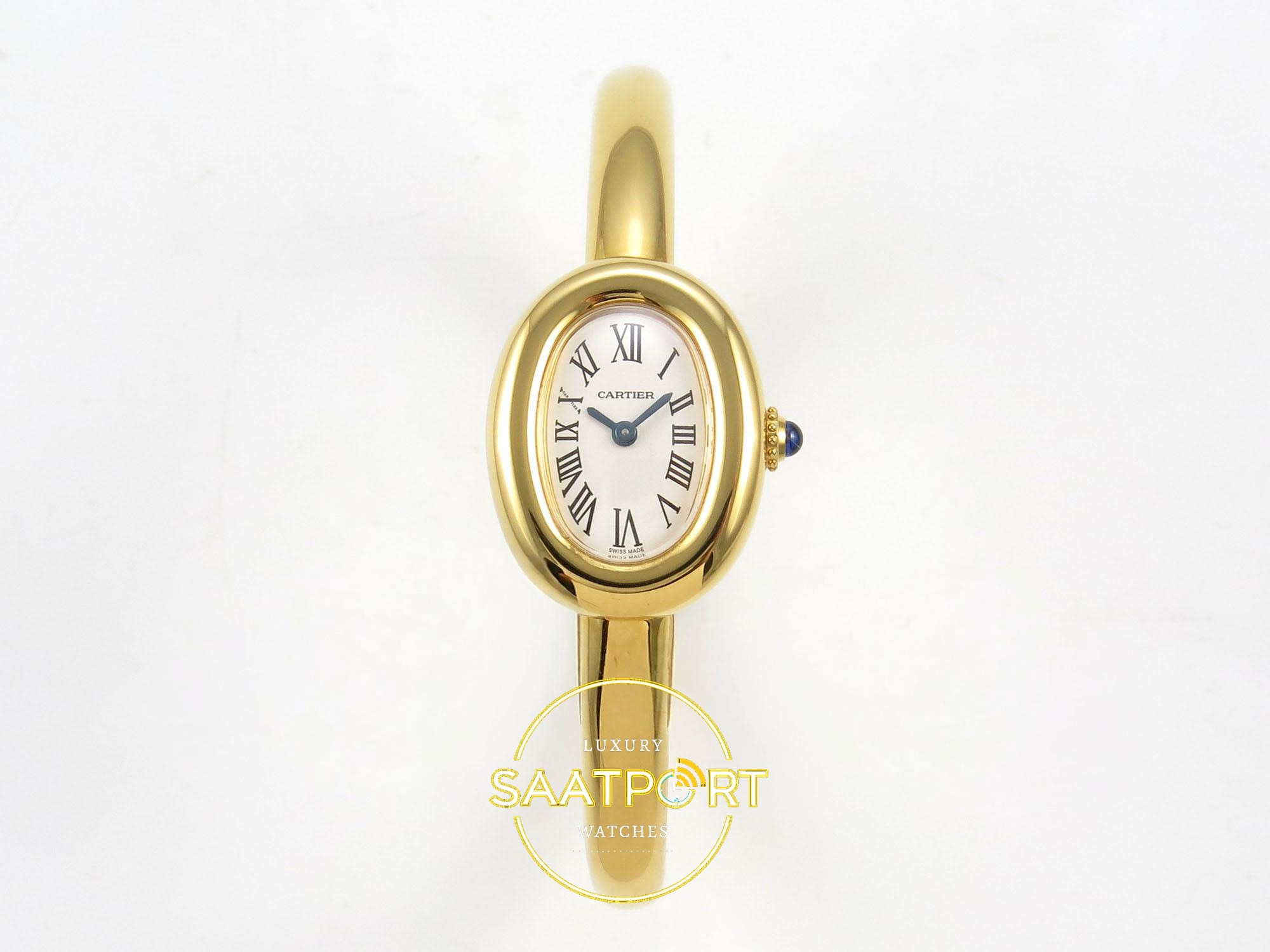 Cartier Baignoire 23mm x 7.1mm 18K Sarı Altın Gümüş Kadran Bayan Super Clone ETA Saat - Ön Cephe Kadran ve Kasa Görünümü Cartier Baignoire Bayan ETA Saat 23mm x 7.1mm Ön Cephe Kadran ve Kasa Görünümü Super Clone