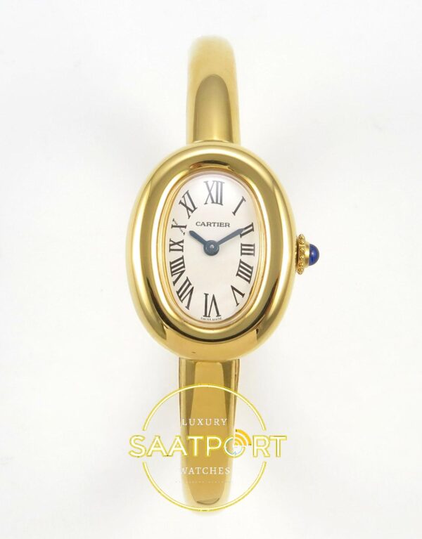 Cartier Baignoire Bayan ETA Saat 23mm x 7.1mm Ön Cephe Kadran ve Kasa Görünümü Super Clone