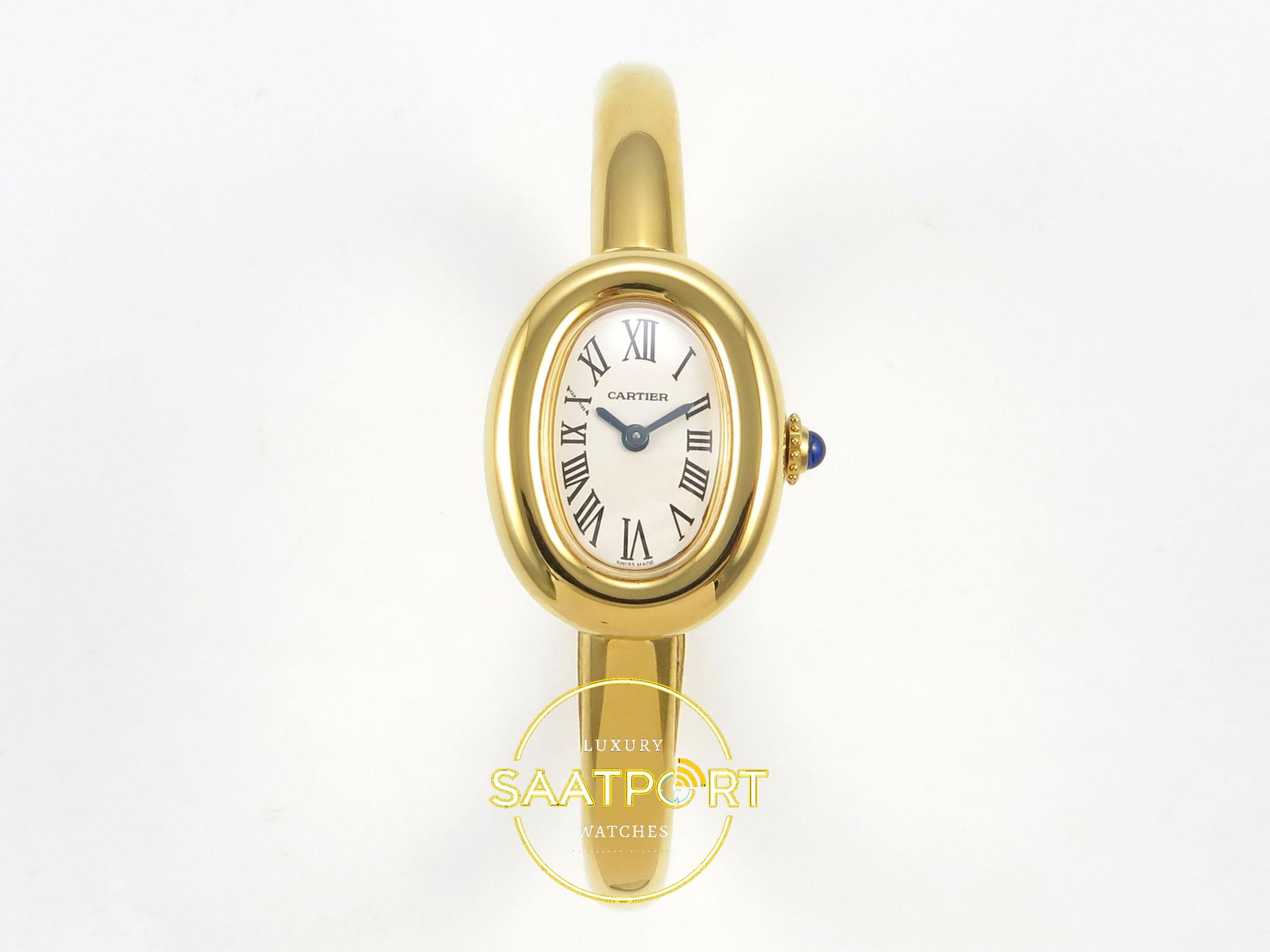 Cartier Baignoire 23mm x 7.1mm 18K Sarı Altın Gümüş Kadran Bayan Super Clone ETA Saat - Ön Cephe Kadran ve Kasa Görünümü Cartier Baignoire Bayan ETA Saat 23mm x 7.1mm Ön Cephe Kadran ve Kasa Görünümü Super Clone