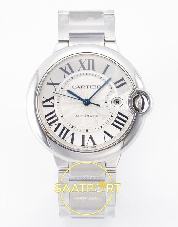 Cartier Ballon Bleu Erkek ETA Saat 42mm Ön Cephe Kadran ve Kasa Görünümü Super Clone
