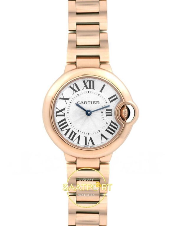 Cartier Ballon Bleu 33mm Rose Gold Beyaz Kadran Bayan Super Clone ETA Görünüm 1