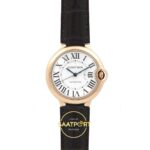 Cartier Ballon Bleu 36mm Rose Gold Beyaz Kadran Kahve Deri Kordon Bayan Super Clone ETA Görünüm 1 — Kadran ve Bezel Görünümü