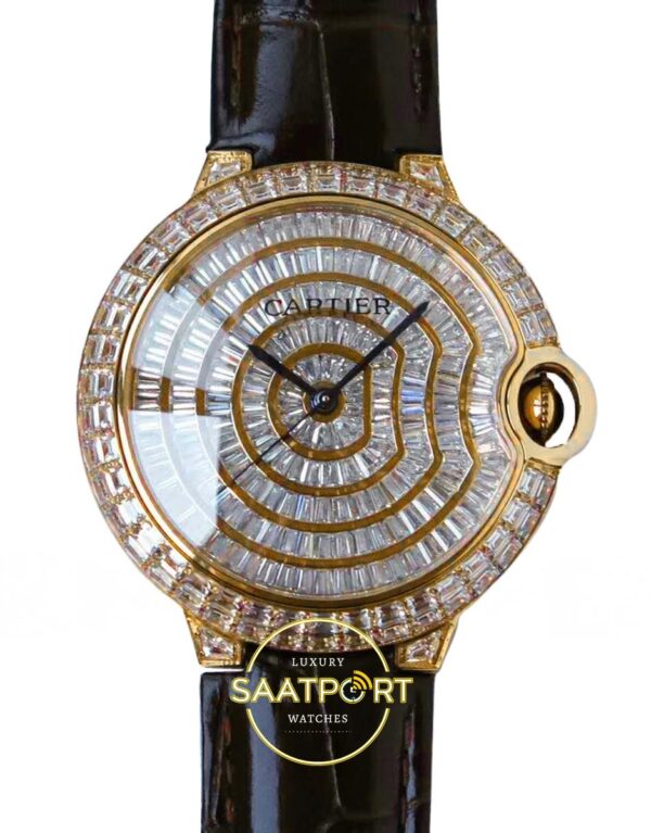 Cartier Ballon Bleu 42mm Sarı Altın Beyaz Kadran Erkek Super Clone ETA Görünüm 1