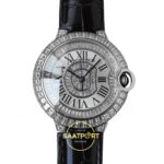 Cartier Ballon Bleu 42mm Beyaz Altın Taşlı Beyaz Kadran Erkek Super Clone ETA Görünüm 1 — Kadran ve Bezel Görünümü
