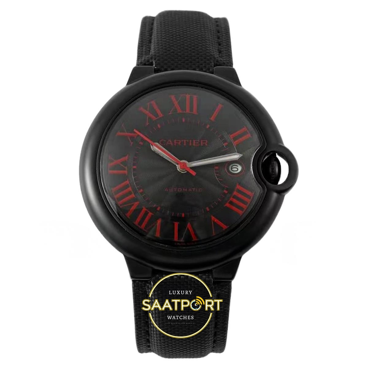Cartier Ballon Bleu 42mm Çelik Siyah Kadran Erkek Super Clone ETA - Görünüm 1 Cartier Ballon Bleu 42mm Çelik Siyah Kadran Erkek Super Clone ETA Görünüm 1