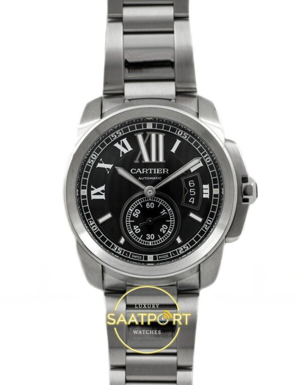 Cartier Calibre 42mm Çelik Siyah Kadran Çelik Bilezik Erkek Super Clone ETA Görünüm 1
