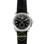 Cartier Calibre 42mm Çelik Siyah Kadran Erkek Super Clone ETA Görünüm 1 — Kadran ve Bezel Görünümü