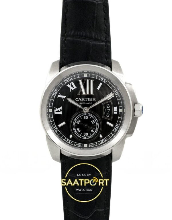 Cartier Calibre 42mm Çelik Siyah Kadran Erkek Super Clone ETA Görünüm 1