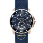 Cartier Calibre Diver 42mm Rose Gold Mavi Kadran Erkek Super Clone ETA Görünüm 1 — Kadran ve Bezel Görünümü