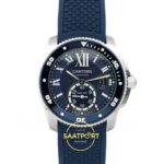 Cartier Calibre Diver 42mm Çelik Mavi Kadran Erkek Super Clone ETA Görünüm 1 — Kadran ve Bezel Görünümü