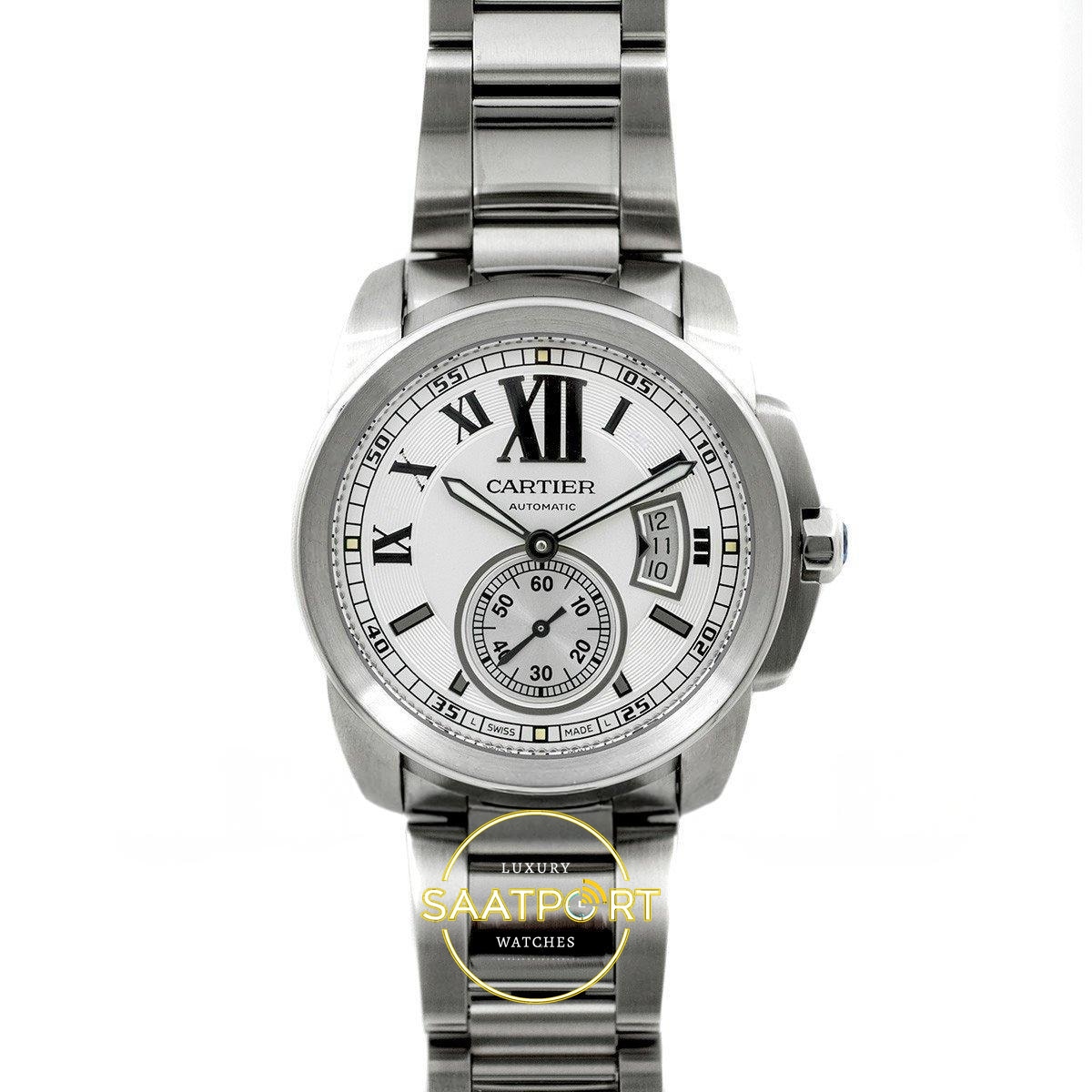 Cartier Calibre 42mm Çelik Beyaz Kadran Çelik Bilezik Erkek Super Clone ETA - Görünüm 1 Cartier Calibre 42mm Çelik Beyaz Kadran Çelik Bilezik Erkek Super Clone ETA Görünüm 1