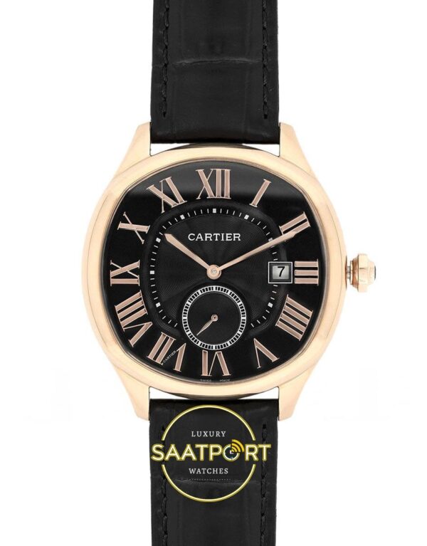 Cartier Drive Erkek ETA Saat 42.5mm x 43.5mm x 12.5mm Ön Cephe Kadran ve Kasa Görünümü Super Clone