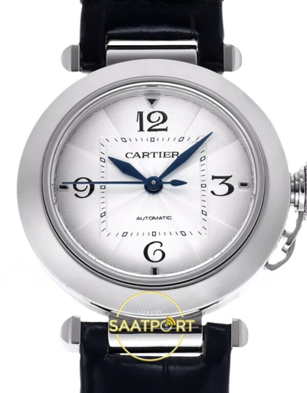 Cartier Pasha Bayan ETA Saat 35mm Ön Cephe Kadran ve Kasa Görünümü Super Clone