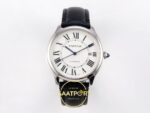 Cartier Ronde Erkek ETA Saat 40mm x 9.6mm Ön Cephe Kadran ve Kasa Görünümü Super Clone — Kadran ve Bezel Görünümü
