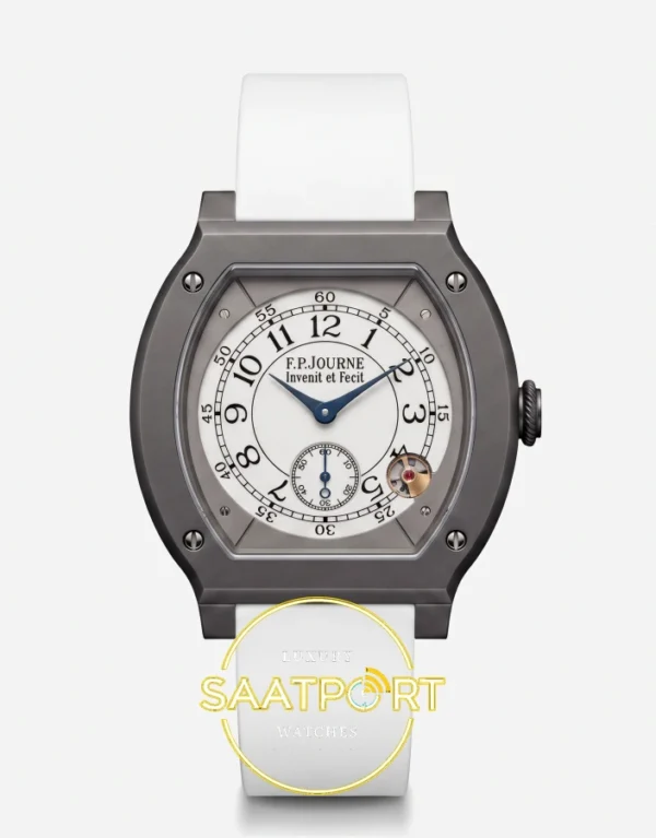 F.P. Journe Élégante Titalyt Beyaz Kadran Beyaz Kordon Super Clone ETA - Önden Tam Boy Stüdyo Görünümü