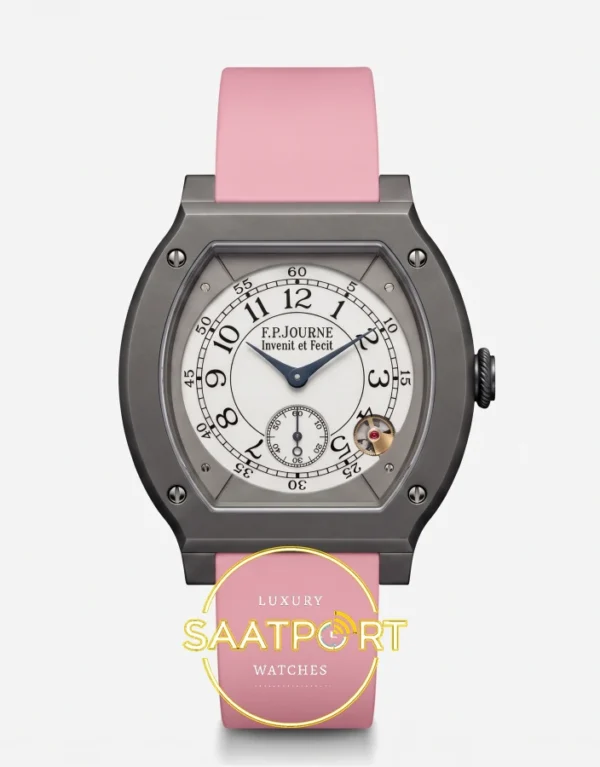 F.P. Journe Élégante Titalyt Beyaz Kadran Pembe Kordon Super Clone ETA - Önden Tam Boy Stüdyo Görünümü