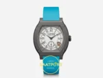 F.P. Journe Élégante Titalyt Beyaz Kadran Turkuaz Kordon Super Clone ETA - Önden Tam Boy Stüdyo Görünümü — Kadran ve Bezel Görünümü