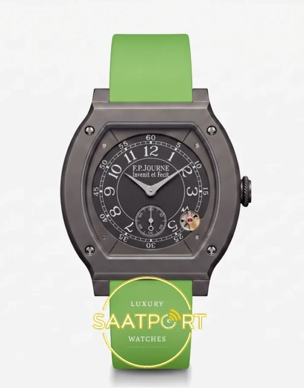 F.P. Journe Élégante Titalyt Siyah Kadran Açık Yeşil Kordon Super Clone ETA - Önden Tam Boy Stüdyo Görünümü