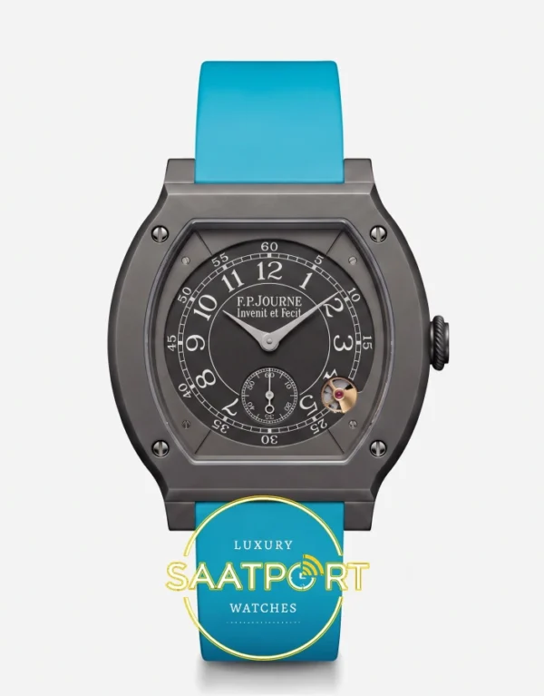 F.P. Journe Élégante Titalyt Siyah Kadran Turkuaz Kordon Super Clone ETA - Önden Tam Boy Stüdyo Görünümü