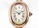 Cartier Baignoire 23mm Rose Gold Beyaz Kadran Bayan Super Clone ETA Görünüm 2 — Kadran ve Bezel Görünümü