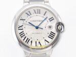 Cartier Ballon Bleu Erkek ETA Saat 42mm Roma Rakamlı Kadran ve İbre Detayı Yakın Plan Super Clone — Kadran ve Bezel Görünümü