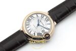 Cartier Ballon Bleu 36mm Rose Gold Beyaz Kadran Kahve Deri Kordon Bayan Super Clone ETA Görünüm 2 — Kadran ve Bezel Görünümü