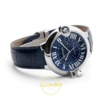 Cartier Ballon Bleu 42mm Çelik Mavi Kadran Mavi Deri Kordon Erkek Super Clone ETA Görünüm 2 — Kadran ve Bezel Görünümü