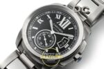 Cartier Calibre 42mm Çelik Siyah Kadran Çelik Bilezik Erkek Super Clone ETA Görünüm 2 — Kadran ve Bezel Görünümü
