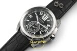 Cartier Calibre 42mm Çelik Siyah Kadran Erkek Super Clone ETA Görünüm 2 — Kadran ve Bezel Görünümü
