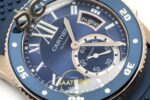 Cartier Calibre Diver 42mm Rose Gold Mavi Kadran Erkek Super Clone ETA Görünüm 2 — Kadran ve Bezel Görünümü
