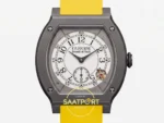 F.P. Journe Élégante Titalyt Beyaz Kadran Sarı Kordon Super Clone ETA - Titalyt Tortue Kasa ve Kadran Yakın Plan — Kadran ve Bezel Görünümü