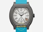 F.P. Journe Élégante Titalyt Beyaz Kadran Turkuaz Kordon Super Clone ETA - Titalyt Tortue Kasa ve Kadran Yakın Plan — Kadran ve Bezel Görünümü