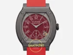 F.P. Journe Élégante Titalyt Bordo Kadran Mercan Kırmızı Kordon Super Clone ETA - Titalyt Tortue Kasa ve Kadran Yakın Plan — Kadran ve Bezel Görünümü