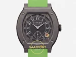 F.P. Journe Élégante Titalyt Siyah Kadran Açık Yeşil Kordon Super Clone ETA - Titalyt Tortue Kasa ve Kadran Yakın Plan — Kadran ve Bezel Görünümü