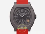 F.P. Journe Élégante Titalyt Siyah Kadran Kırmızı Kordon Super Clone ETA - Titalyt Tortue Kasa ve Kadran Yakın Plan — Kadran ve Bezel Görünümü