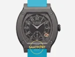 F.P. Journe Élégante Titalyt Siyah Kadran Turkuaz Kordon Super Clone ETA - Titalyt Tortue Kasa ve Kadran Yakın Plan — Kadran ve Bezel Görünümü