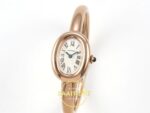 Cartier Baignoire 23mm Rose Gold Beyaz Kadran Bayan Super Clone ETA Görünüm 3 — Kadran ve Bezel Görünümü