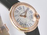 Cartier Ballon Blanc De Cartier Bayan ETA Saat 30mm Sol Çapraz Kasa ve Bezel Dokusu Super Clone — Kadran ve Bezel Görünümü