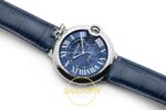 Cartier Ballon Bleu 42mm Çelik Mavi Kadran Mavi Deri Kordon Erkek Super Clone ETA Görünüm 3 — Kadran ve Bezel Görünümü