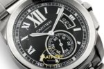 Cartier Calibre 42mm Çelik Siyah Kadran Çelik Bilezik Erkek Super Clone ETA Görünüm 3 — Kadran ve Bezel Görünümü