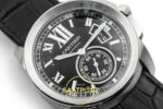 Cartier Calibre 42mm Çelik Siyah Kadran Erkek Super Clone ETA Görünüm 3 — Kadran ve Bezel Görünümü